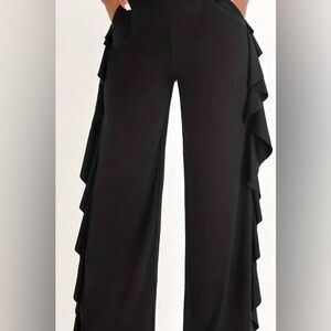 Mustard Seed Black Pant with side ruffle (no pockets)